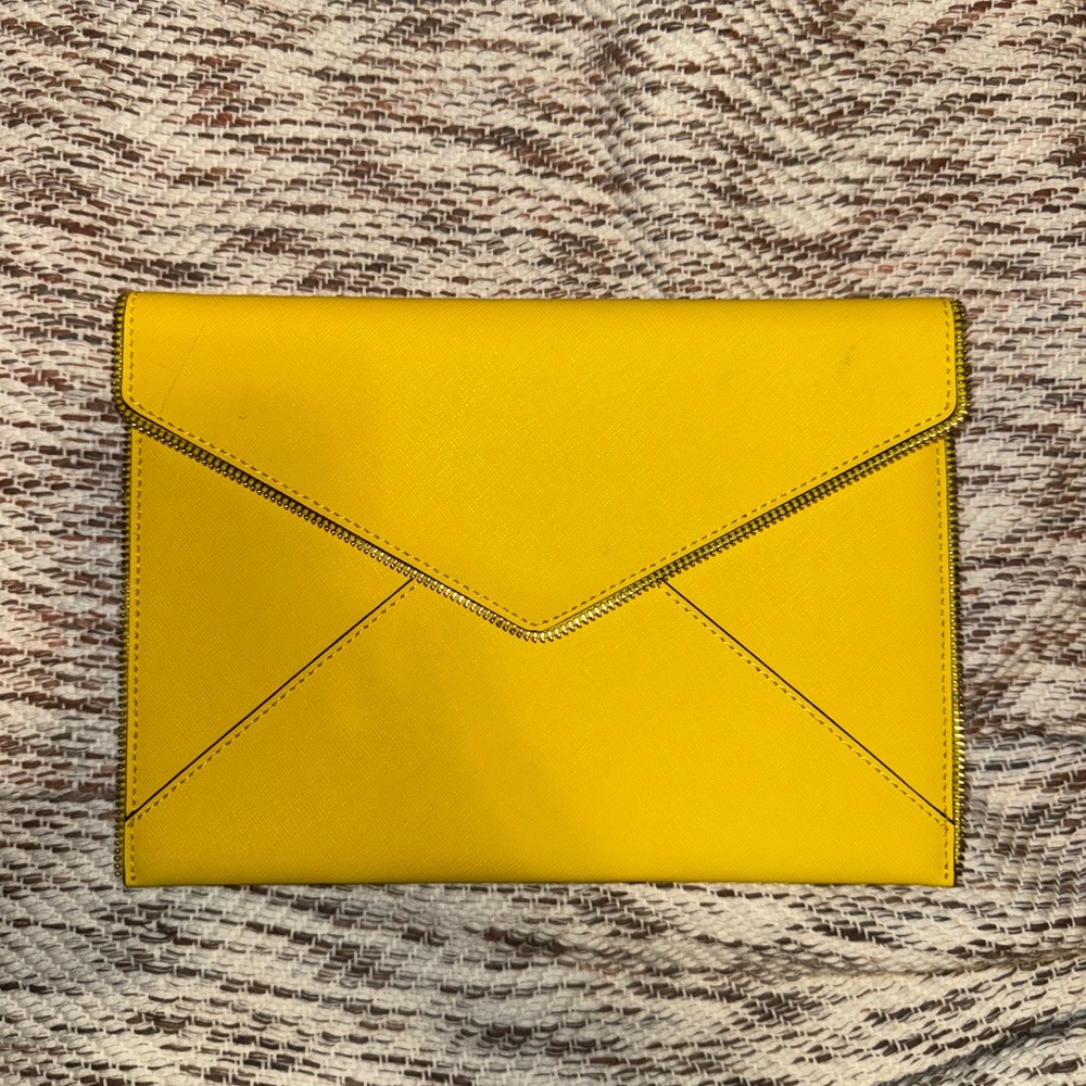 Rebecca Minkoff envelope clutch in yellow